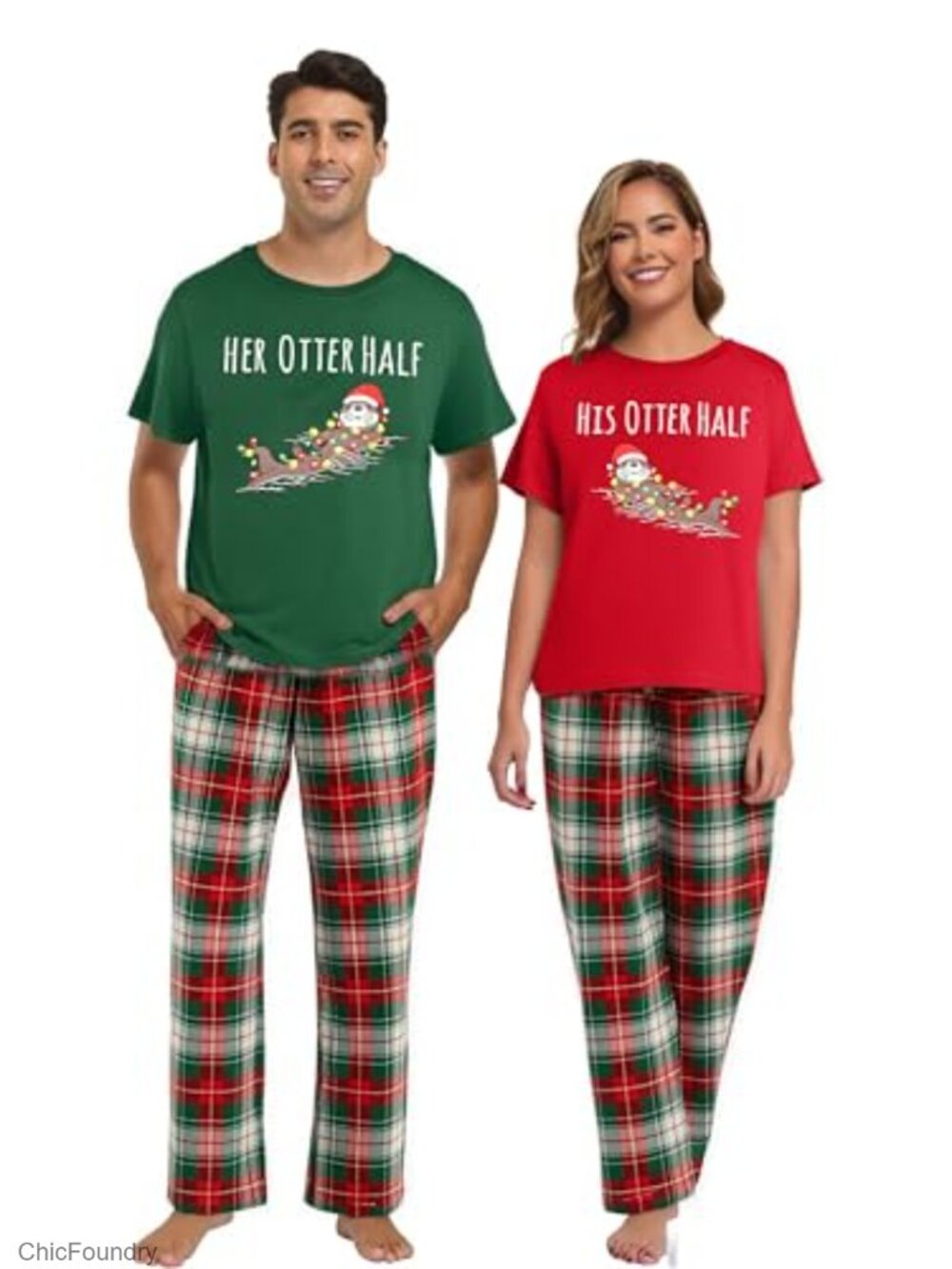 Christmas Couples Pajamas Funny Santa Graphic Shirt Matching Family Holiday